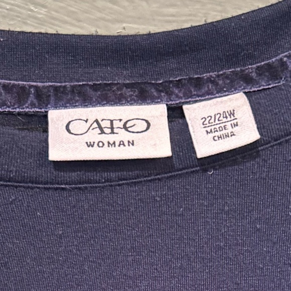 Cato Women's Navy Blue Tunic with Decorative Arm Embroidery Size 22/24 - Picture 6 of 6